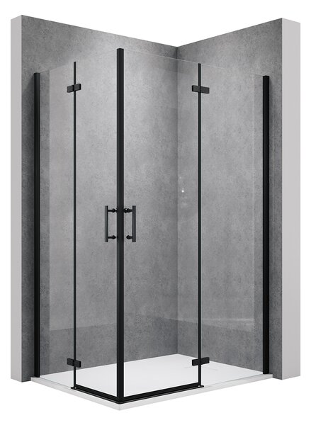 SONNI Černý sprchový kout 90x120x195cm křídlové skládací dveře rohový sprchový kout 6mm NANO čiré sklo závěsné skládací dveře rohový vstup koupelna
