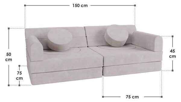 Designová modulární pohovka pro děti 150 cm, slonovinová