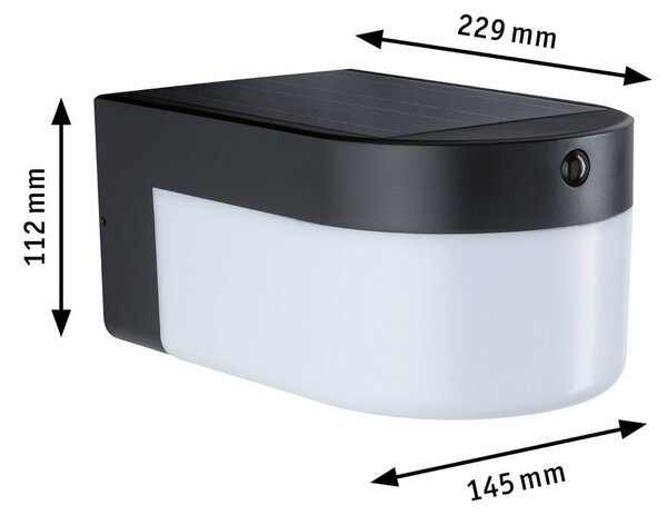 Paulmann Nástěnné světlo LED Calyne, 230 V + Solar, černá, 23 cm, Černá, Plast, Moderní