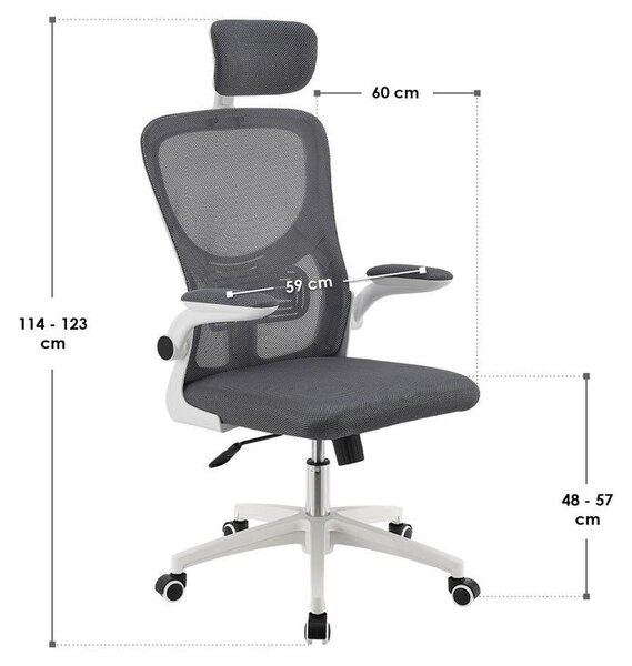 Ergonomická kancelářská židle, šedá/bílá, síťovina