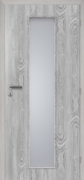 Interiérové dveře Doornite Linea - fólie dub šedý, sklo screen, pravé "90", zámek pro BB, voština