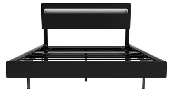 Moderní postel 140 x 200 cm s LED osvětlením, černá