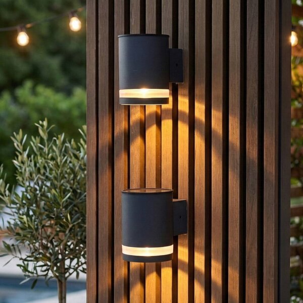 Lumisky LED solární nástěnné světlo Helio, sada 2 ks, tmavě šedá, šířka 10 cm, Hliník / šedá / zinek, kov, Moderní