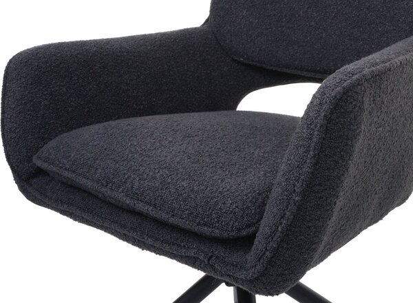 Sada 6 jídelních židlí HWC-N74, kuchyňská židle, otočná, látka bouclé (540g/m²) Oeko-Tex tmavě šedá