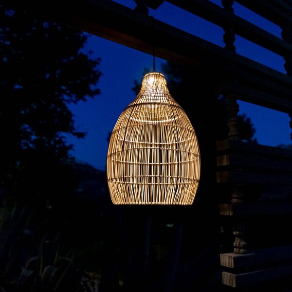 Lumisky LED solární závěsné světlo HOLIDAY, průměr 29 cm, béžová/černá, plast, Krémová / jantar, Plast