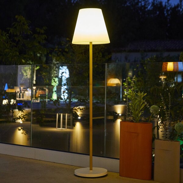 Lumisky LED solární terasová lampa Standy, bílá/hnědá, výška 150 cm, IP44, stmívatelný, Hnědá / rez, kov, Moderní