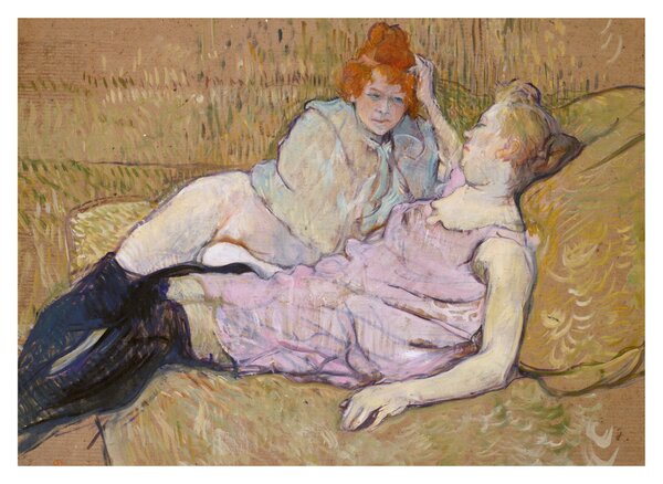 Skleněný obraz - Henri de Toulouse-Lautrec, The Sofa, reprodukce (70x50 cm)