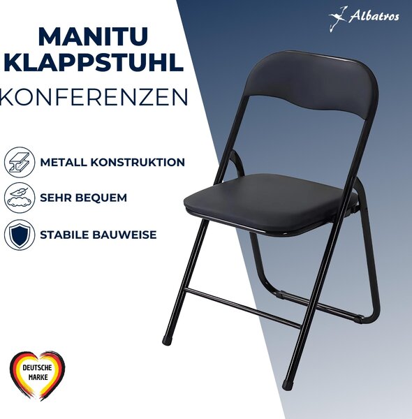 Skládací židle Albatros Manitu Skládací židle Silný kovový rám Skládací židle Návštěvnická konferenční židle Židle pro hosty