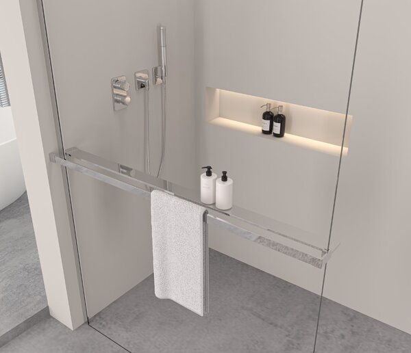 Erga Paris, polička/držák na ručníky pro sprchovou zástěnu (max. 140cm), chromová, ERG-V02-PARIS-SHELF-CR