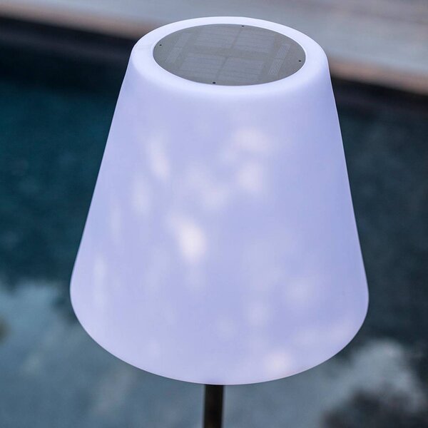 Lumisky LED solární terasová lampa Standy, bílá/šedá, výška 150 cm, IP44, stmívatelný, Hliník / šedá / zinek, kov, Moderní