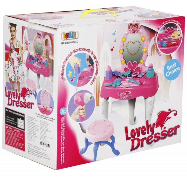 Dětský toaletní stolek ze zrcedlem + příslušenství 19v1 SPRINGOS DRESSER