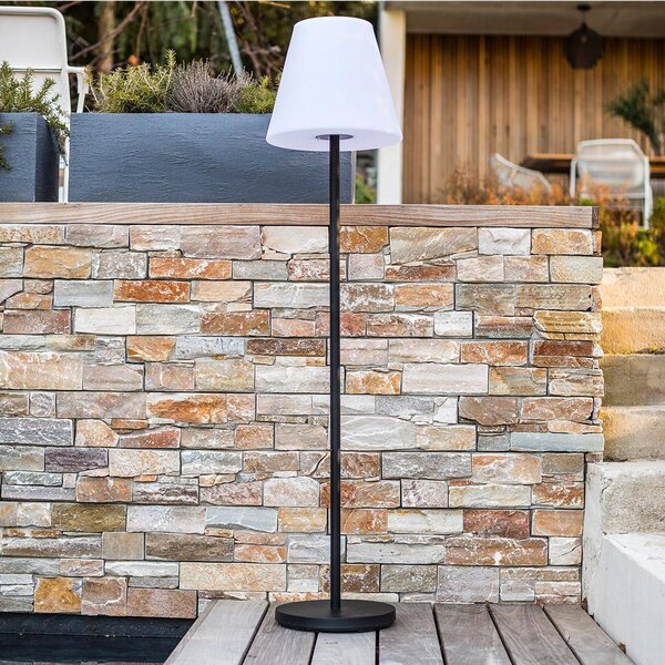 Lumisky LED solární terasová lampa Standy, bílá/šedá, výška 150 cm, IP44, stmívatelný, Hliník / šedá / zinek, kov, Moderní