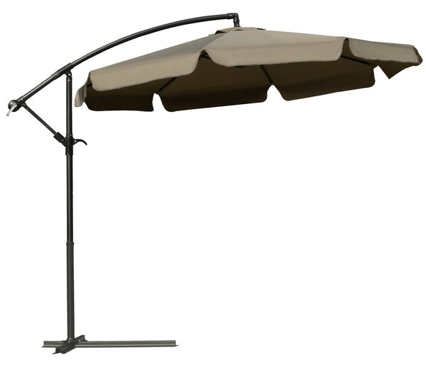 Outsunny Offset Slunečník do Zahrady 2,7x2,7m s Nastavitelným Stínem, Křížovou Základnou, Větracími Otvory, Klikou a Náklonem, Zahradní Slunečník z Ko