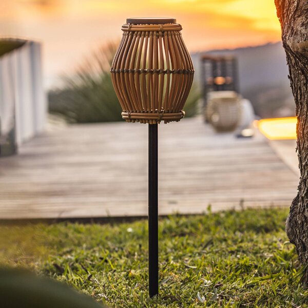 Lumisky LED solární zahradní lampa Silvina, hnědá/černá, výška 70 cm, Hnědá / rez, kov