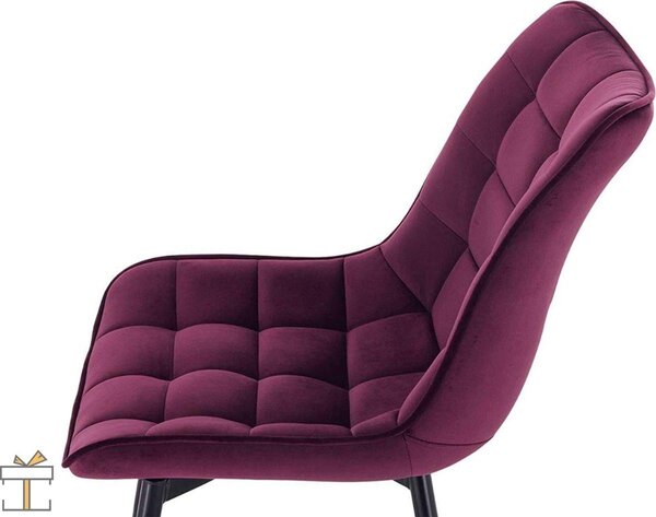 Židle do jídelny - samet Bordeaux - židle Shell - sada 2 kusů