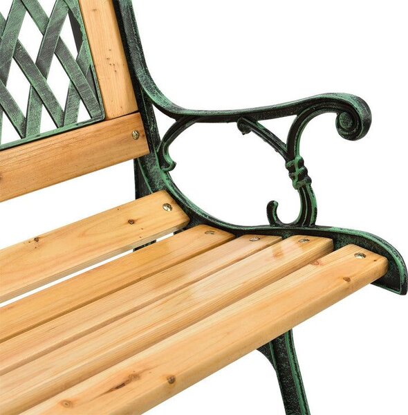 Zahradní lavice 122 cm, dřevo a litina