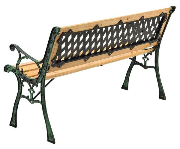 Zahradní lavice 122 cm, dřevo/litina, 2-místná