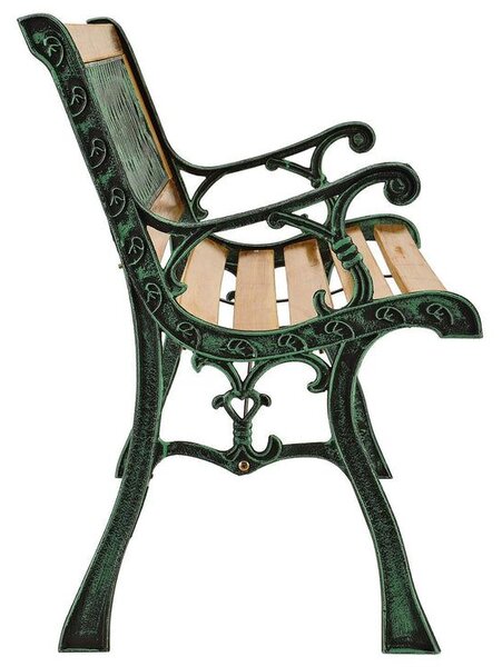 Zahradní lavice 122 cm, dřevo/litina, 2-místná