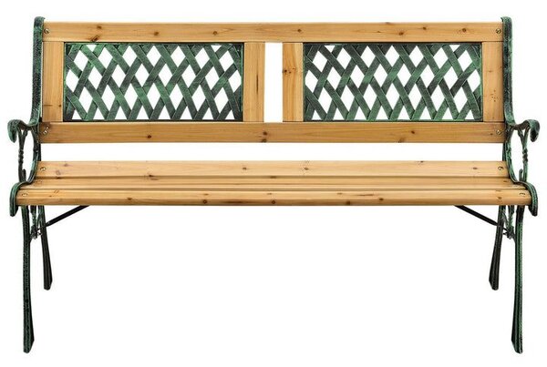 Zahradní lavice 122 cm, dřevo a litina