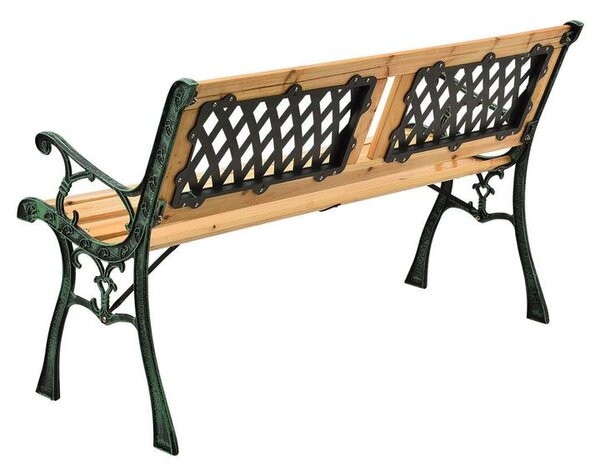 Zahradní lavice 122 cm, dřevo a litina