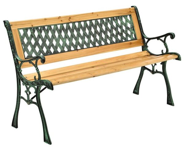 Zahradní lavice 122 cm, dřevo/litina, 2-místná