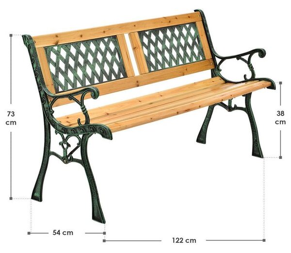 Zahradní lavice 122 cm, dřevo a litina