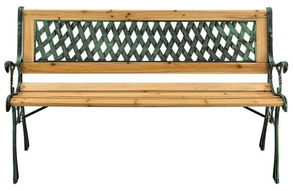Zahradní lavice 122 cm, dřevo/litina, 2-místná