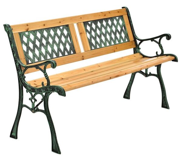 Zahradní lavice 122 cm, dřevo a litina