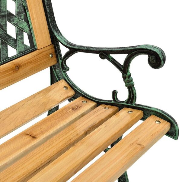 Zahradní lavice 122 cm, dřevo/litina, 2-místná