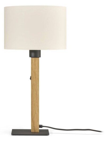 Buschwerk Stolní lampa HerzBlut Heloise, krémově bílá, dub, výška 45 cm, Světlé dřevo, Obývací pokoj / jídelna, Dřevo, Moderní