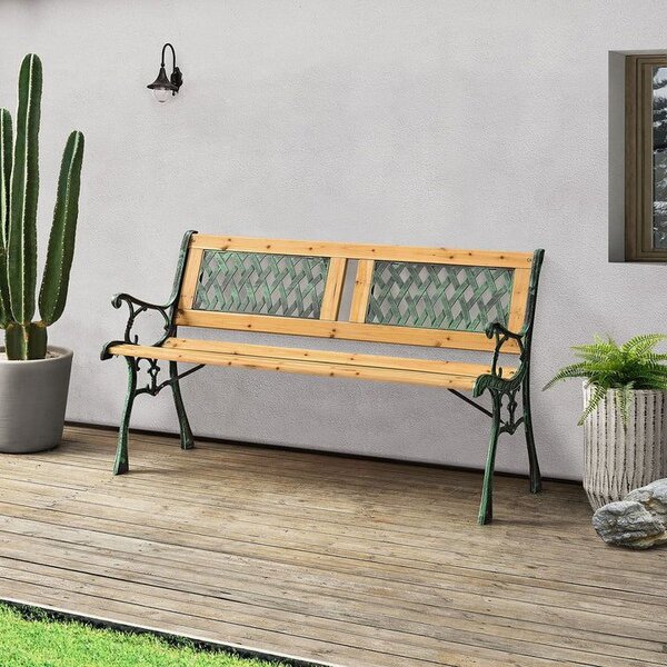 Zahradní lavice 122 cm, dřevo a litina