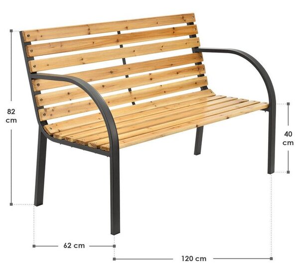 Zahradní lavice 120 cm, dřevo/ocel, 2místná