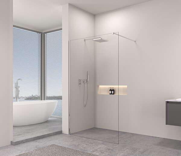 Erga Paris, sprchová zástěna Walk-In 120x200 cm, 8mm čiré sklo, chromový profil, ERG-V02-PARIS-120x200-CL-CR