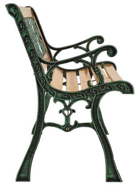 Zahradní lavice 122 cm, motiv růží, dřevo/litina
