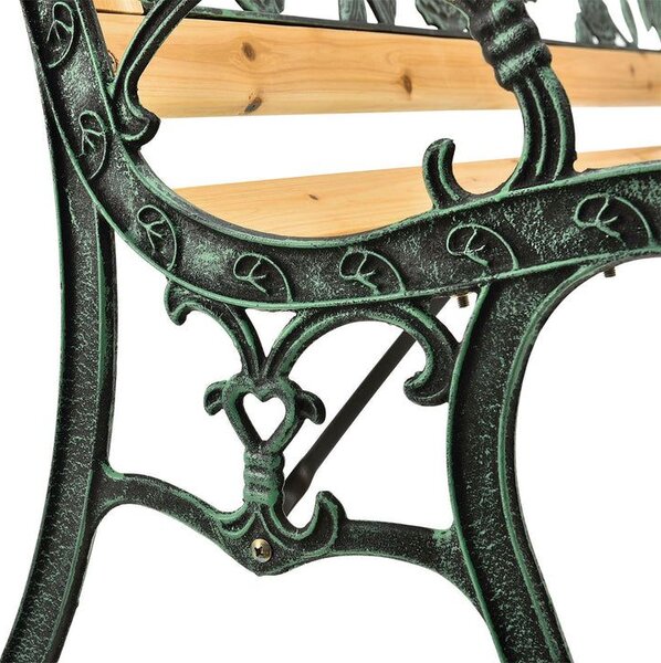 Zahradní lavice 122 cm, motiv růží, dřevo/litina