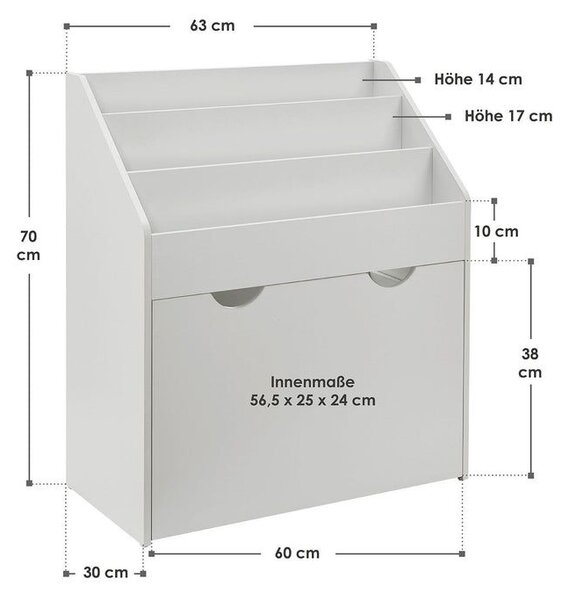 Dětský regál na knihy a hračky se zvířátky, bílý, 70 cm