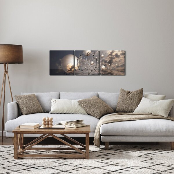 Abstraktní obraz - koule (s hodinami) (90x30 cm)