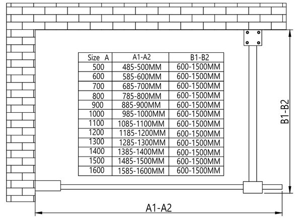 Erga Paris, sprchová zástěna Walk-In 70x200 cm s poličkou a ramínkem na ručníky, 8mm čiré sklo, černý profil, ERG-V02-PARIS-070x200-CL-BK-BAR