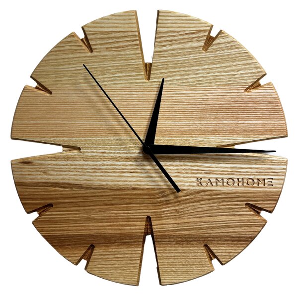 Kamohome Dřevěné nástěnné hodiny APUS Průměr hodin: 30 cm, Materiál: Jasan
