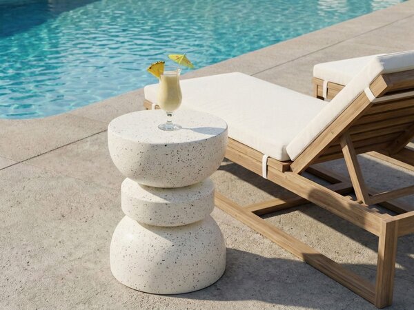 Odkládací stolek FALIRO 37 cm 37 cm Terrazzo efekt Krémově bílá
