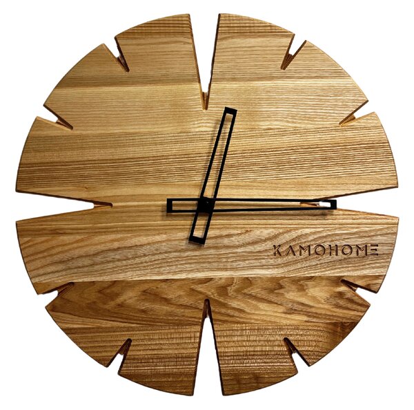 Kamohome Dřevěné nástěnné hodiny APUS Průměr hodin: 30 cm, Materiál: Jasan
