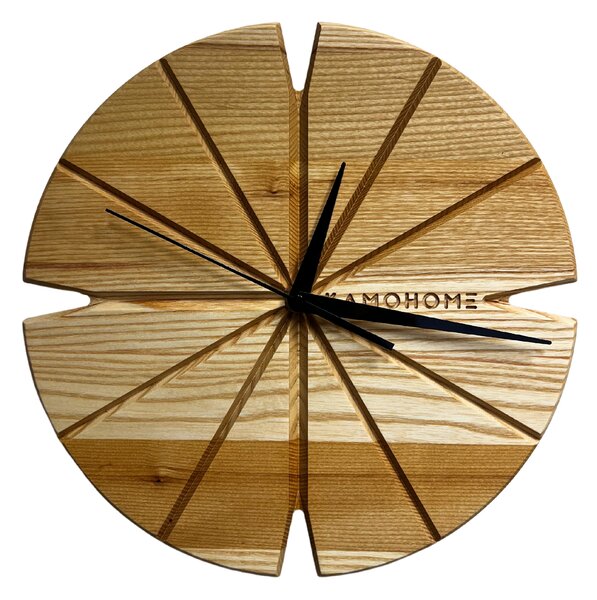 Kamohome Dřevěné nástěnné hodiny CORVUS Průměr hodin: 30 cm, Materiál: Jasan