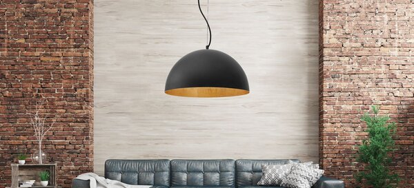 Toolight - Stropní lampa závěsná kovová miska 50cm 1xE27, černá, OSW-05011