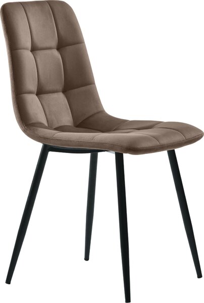 Fortuna Lai jídelní židle (4 ks), hnědá, sada 4 ks čalouněných židlí Designová židle s opěrkou, sedák z veluru, kovový rám