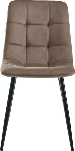 Fortuna Lai jídelní židle (4 ks), hnědá, sada 4 ks čalouněných židlí Designová židle s opěrkou, sedák z veluru, kovový rám
