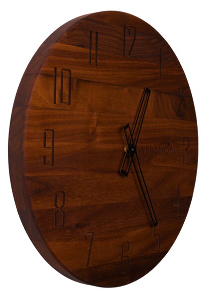 Kamohome Dřevěné hodiny na zeď LYRA Průměr hodin: 30 cm, Materiál: Ořech evropský