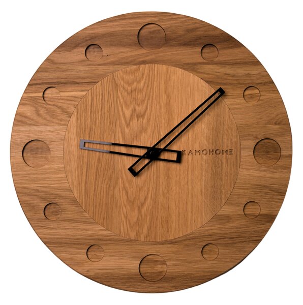 Kamohome Dřevěné nástěnné hodiny TAURUS Průměr hodin: 30 cm, Materiál: Ořech evropský