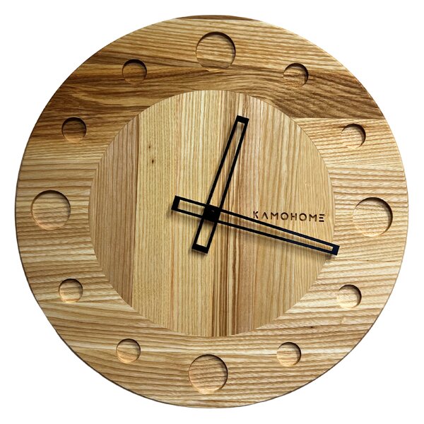 Kamohome Dřevěné nástěnné hodiny TAURUS Průměr hodin: 30 cm, Materiál: Ořech evropský
