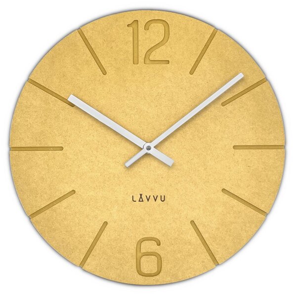 Lavvu LCT5026 - Žluté hodiny Natur vyrobené v Čechách o průměru 34cm