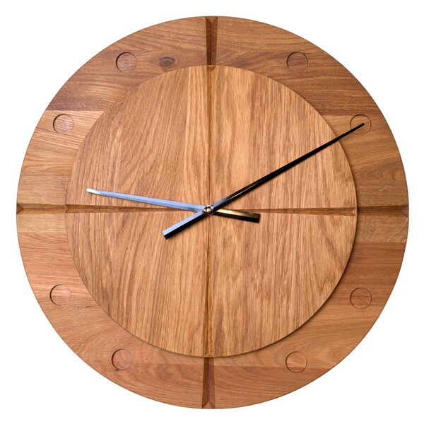 Kamohome Velké dřevěné nástěnné hodiny VIRGO Průměr hodin: 55 cm, Materiál: Dub